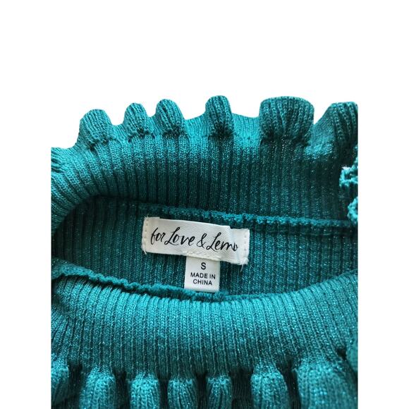 For Love & Lemons Women's Blue Teal Lorelei Cropped Sweater Top Size S - Picture 11 of 12